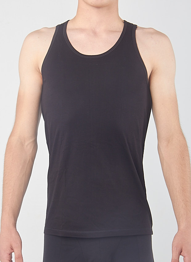 Men's black undershirt 100% mercerized cotton | black | S | 25M-002-AG981